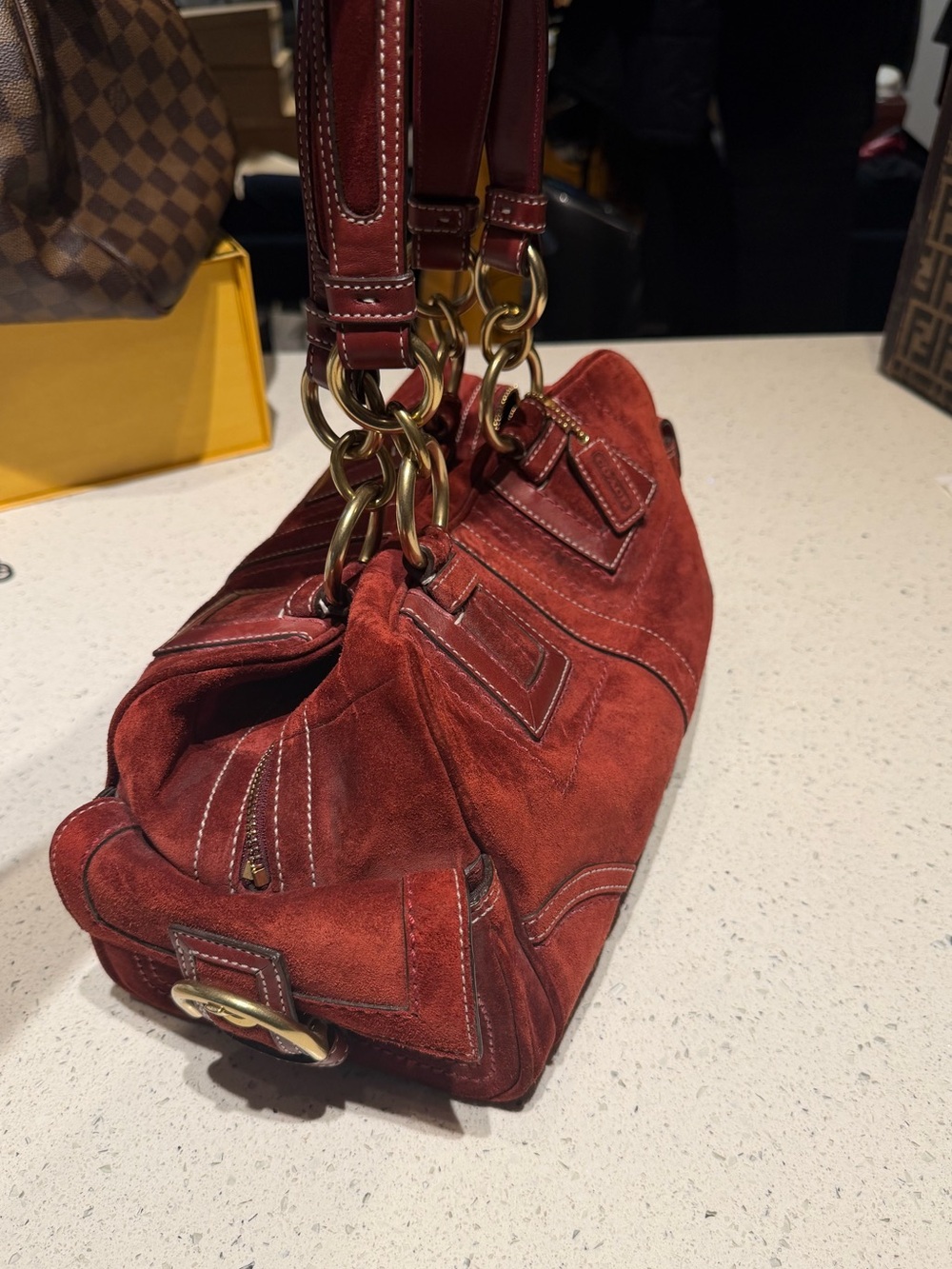 Coach Mia Suede in Deep red shoulder bag - Picture 3 of 16